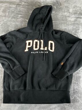 Polo Ralph Lauren Spell Out Hoodie Mens M Pony Logo Pockets Pullover Sweatshirt
